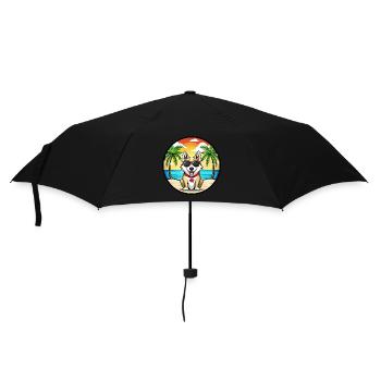 Canadian Labrador Husky Dog Breed Cartoon Beach - Umbrella (small) - black - Front