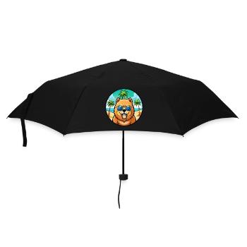 Chow Chow Hunderasse Cartoon Sonnenbrille Strand - Regenschirm (klein) - Schwarz - Vorne