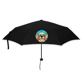 Clumber Spaniel Hunderasse Cartoon Sonnenbrille Strand - Regenschirm (klein) - Schwarz - Vorne