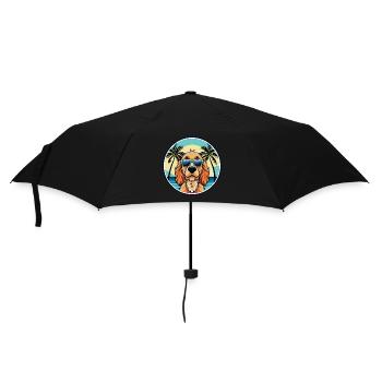 English Cocker Spaniel Dog Breed Cartoon Beach - Umbrella (small) - black - Front