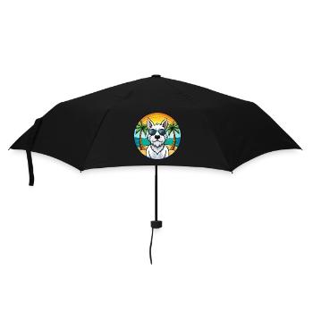 Englische White Terrier Hunderasse Cartoon Sonnenbrille - Regenschirm (klein) - Schwarz - Vorne