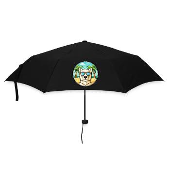 Ungarischer Kuvasz Hund Rasse Cartoon Sonnenbrille Strand - Regenschirm (klein) - Schwarz - Vorne