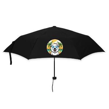Große Pyrenäen Hunderasse Cartoon Sonnenbrille Strand - Regenschirm (klein) - Schwarz - Vorne