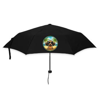 Miniatur Dackel Hund Rasse Cartoon Sonnenbrille - Regenschirm (klein) - Schwarz - Vorne