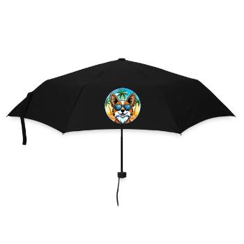Papillon Hunderasse Cartoon Sonnenbrille Strand - Regenschirm (klein) - Schwarz - Vorne