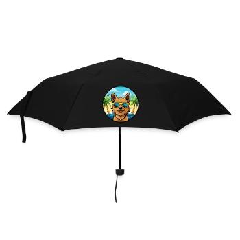 Norwich Terrier Hunderasse Cartoon Sonnenbrille Strand - Regenschirm (klein) - Schwarz - Vorne