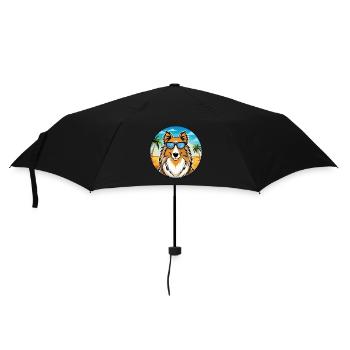 Rough Collie Dog Breed Cartoon Sunglasses Beach - Umbrella (small) - black - Front