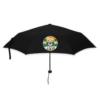 Tibetische Kyi Apso Hunderasse Cartoon Sonnenbrille Strand - Regenschirm (klein) - Schwarz - Vorne