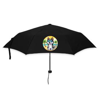 Siberian Husky Dog Breed Cartoon Sunglasses Beach - Umbrella (small) - black - Front
