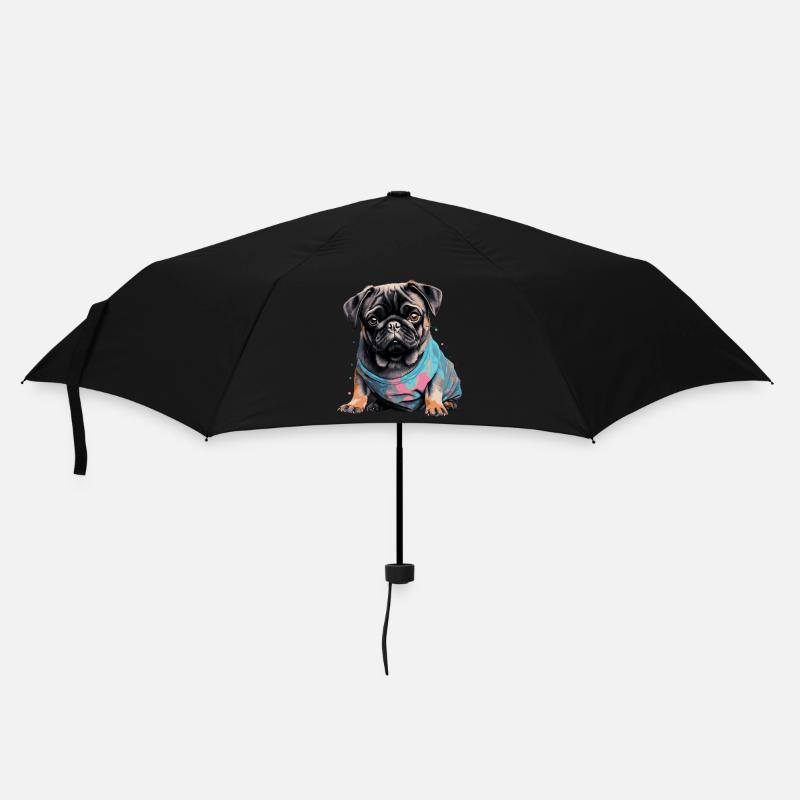 Niedlicher Mops - Regenschirm (klein) - Schwarz