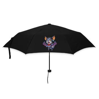 Bat Funny Cartoon Character Headphone Music - Umbrella (small) - black - Front