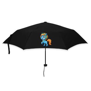 Poney Drôle Dessin Animé Personnage Casque Musique - Parapluie standard - noir - Devant