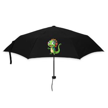 Lizard Funny Cartoon Character Headphone Music - Umbrella (small) - black - Front