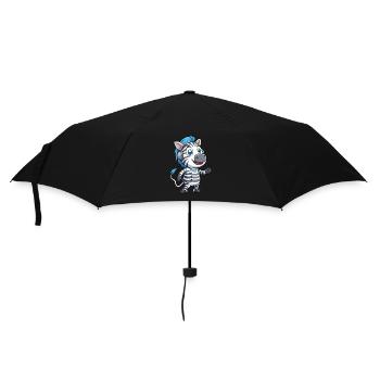Zebra Funny Cartoon Character Headphone Music - Umbrella (small) - black - Front