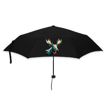 Elch Cartoon Figur Buntes Haustier Tier - Regenschirm (klein) - Schwarz - Vorne