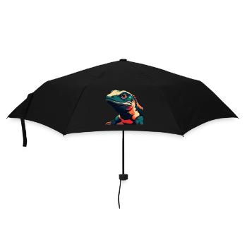 Lizard Cartoon Character Colorful Pet Animal - Umbrella (small) - black - Front