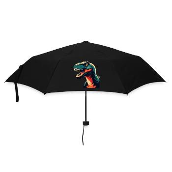 Dinosaurier Cartoon Figur Buntes Haustier Tier - Regenschirm (klein) - Schwarz - Vorne