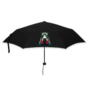 Hippo Cartoon Character Colorful Pet Animal - Umbrella (small) - black - Front