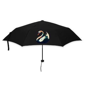 Schwan Cartoon Figur Buntes Haustier Tier - Regenschirm (klein) - Schwarz - Vorne
