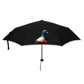 Taube Cartoon Figur Buntes Haustier Tier - Regenschirm (klein) - Schwarz - Vorne