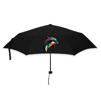 Dolphin Cartoon Character Colorful Pet Animal - Umbrella (small) - black - Front