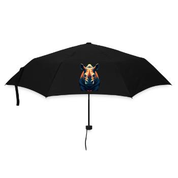 Nashorn Zeichentrickfigur Buntes Haustier Tier - Regenschirm (klein) - Schwarz - Vorne