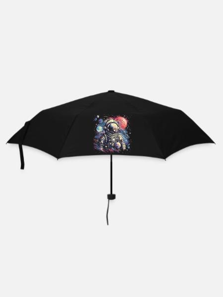 Cooler Astronaut im Retro Look - Regenschirm (klein) - Schwarz