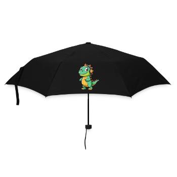 Dinosaurier Lustige Cartoon Figur Kopfhörer Musik - Regenschirm (klein) - Schwarz - Vorne