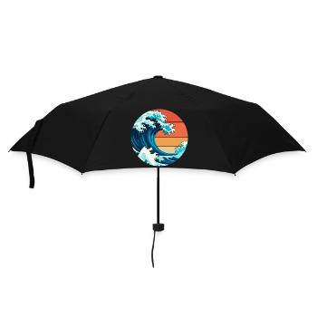 Japanische Welle - Regenschirm (klein) - Schwarz - Vorne