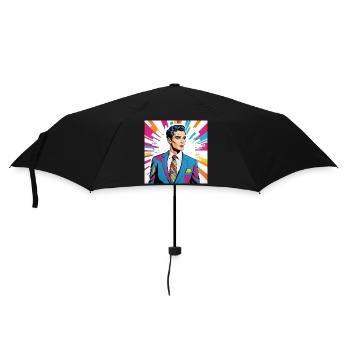 Portrait style pop art homme élégant - Parapluie standard - noir - Devant