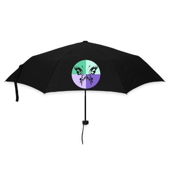 Butterfly Quartet Green Purple - Umbrella (small) - black - Front