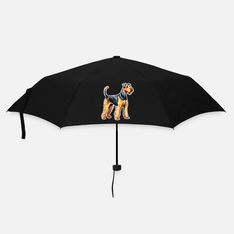 Airedale Terrier Wasserfarben - Regenschirm (klein) - Schwarz