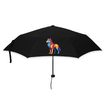 Arctic Wolf Colorful Kawaii Cartoon Character - Umbrella (small) - black - Front