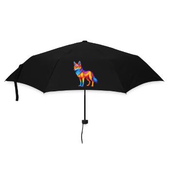 Coyote Colorful Kawaii Cartoon Character Clipart - Umbrella (small) - black - Front