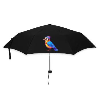 Geai bleu coloré Kawaii dessin animé Personnage Clipart - Parapluie standard - noir - Devant