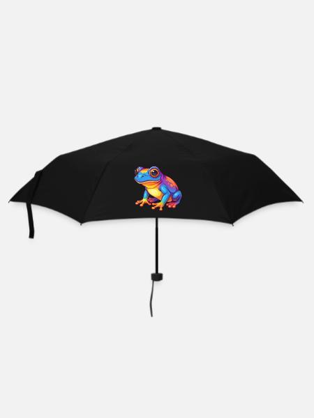 grenouille coloré kawaii personnage de dessin animé clipart - Parapluie standard - noir