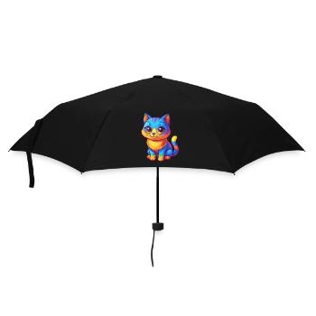 Cat Colorful Kawaii Cartoon Character Clipart - Umbrella (small) - black - Front