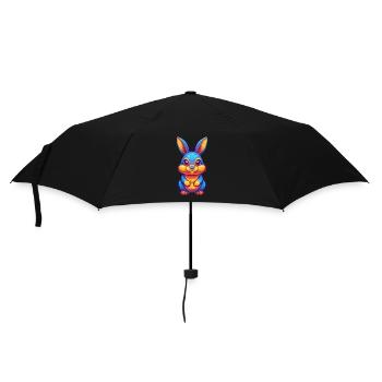 Hase Bunte Kawaii Cartoon Figur Clipart - Regenschirm (klein) - Schwarz - Vorne