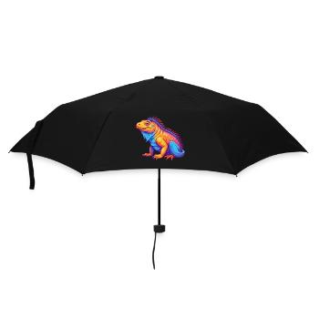 Iguana Colorful Kawaii Cartoon Character Clipart - Umbrella (small) - black - Front