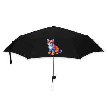 Ocelot Colorful Kawaii Cartoon Character Clipart - Umbrella (small) - black - Front