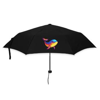 Whale Colorful Kawaii Cartoon Character Clipart - Umbrella (small) - black - Front