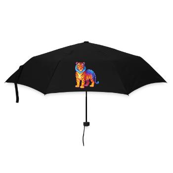 Tiger Colorful Kawaii Cartoon Character Clipart - Umbrella (small) - black - Front