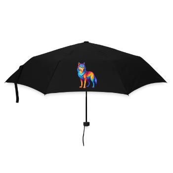 Wolf Colorful Kawaii Cartoon Character Clipart - Umbrella (small) - black - Front