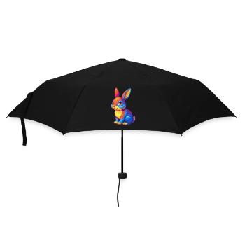 Rabbit Colorful Kawaii Cartoon Character Clipart - Umbrella (small) - black - Front