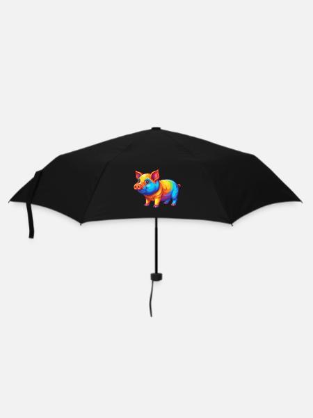cochon coloré kawaii personnage de dessin animé clipart - Parapluie standard - noir