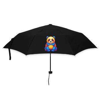 Panda Bunte Kawaii Cartoon Figur Clipart - Regenschirm (klein) - Schwarz - Vorne