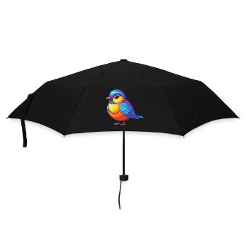 Mésange coloré Kawaii personnage de dessin animé oiseau - Parapluie standard - noir - Devant