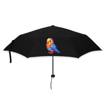 Budgerigar Colorful Kawaii Cartoon Character Bird - Umbrella (small) - black - Front