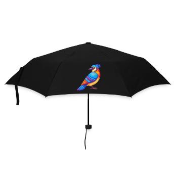 Blauhäher Bunte Kawaii Cartoon Figur Vogel - Regenschirm (klein) - Schwarz - Vorne