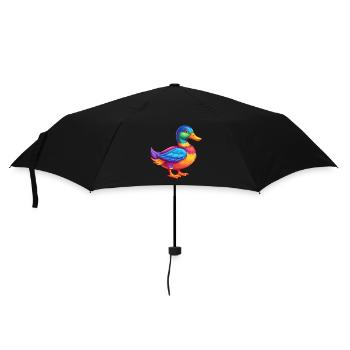 Mallard coloré Kawaii personnage de dessin animé oiseau - Parapluie standard - noir - Devant